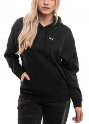 Bluza damska Puma ESS Comfort Hoodie FL. Czarne bluzy z kapturem damskie Puma, s, z bawełny. Za 168.99 zł.