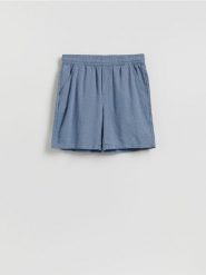 Szorty regular z lnem - niebieski. Niebieskie szorty męskie Reserved, bez wzorów, z wiskozy. Za 119.99 zł.