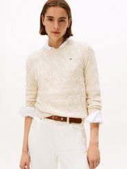 Tommy Hilfiger Sweter z dzianiny Kobiety Wełna beżowy, L. Brązowe swetry klasyczne damskie Tommy Hilfiger, l, z dzianiny, bez kołnierzyka. Za 479.95 zł.