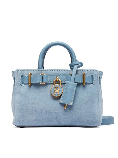 Tommy Hilfiger Torebka American Icon Micro Tote Suede AW0AW18853 Błękitny. Niebieskie torebki klasyczne damskie Tommy Hilfiger, bez wzorów, ze skóry, bez dodatków. Za 849.99 zł.