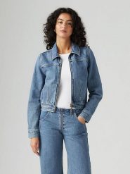 Levi's Kurtka dżinsowa w kolorze niebieskim rozmiar: M. Niebieskie kurtki damskie Levi's, m, z aplikacjami, z bawełny, bez kaptura. Za 210.81 zł.