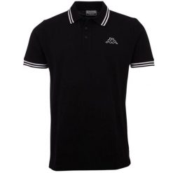 Koszulka męska polo Kappa Aleot. Czarne koszulki polo męskie Kappa, m, bez wzorów, z bawełny, bez ramiączek. Za 107.61 zł.