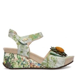 Sandały Laura Vita. Zielone sandały damskie Laura Vita, bez wzorów, bez obcasa, na koturnie. Za 439.99 zł.