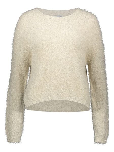 Pieces Sweter w kolorze kremowym rozmiar: XL. Brązowe swetry klasyczne damskie Pieces, xl, bez kołnierzyka. Za 96.37 zł.