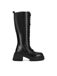 Badura Kozaki IRINA-01W2-001 Czarny. Czarne kozaki damskie Badura, ze skóry, bez obcasa, na słupku. Za 549.99 zł.
