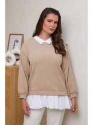 Curvy Lady Sweter w kolorze beżowym rozmiar: 48/50. Brązowe swetry klasyczne damskie Curvy Lady, z bawełny, bez kołnierzyka. Za 139.45 zł.