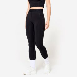 Legginsy fitness damskie Domyos. Fioletowe legginsy damskie DOMYOS, l, bez wzorów, z elastanu. W wyprzedaży za 69.99 zł.