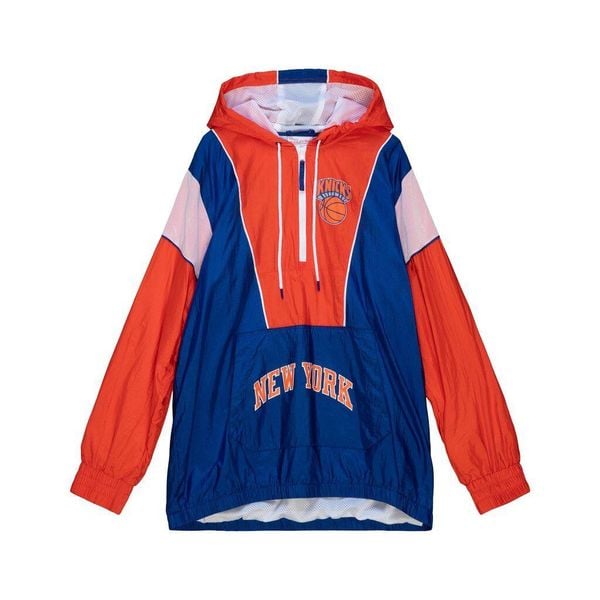 Kurtka wodoodporna New York Knicks NBA Highlight Reel. Niebieskie kurtki damskie Mitchell & Ness, l, bez wzorów, z materiału, eleganckie, bez kaptura. Za 489.15 zł.