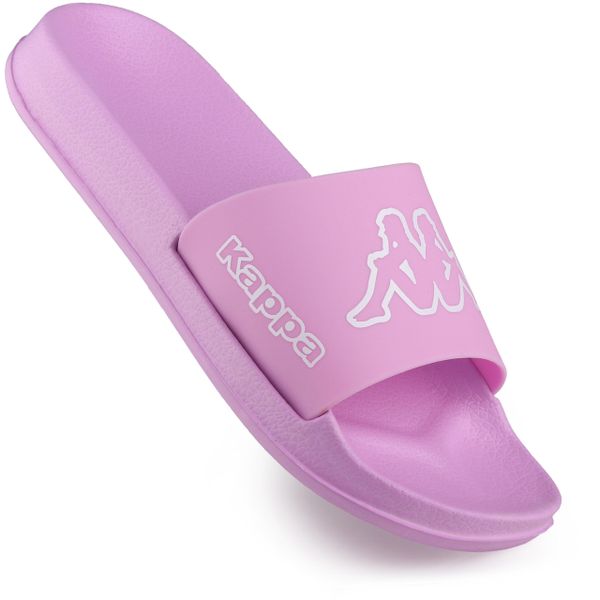 Klapki damskie na basen Kappa KRUS. Białe klapki damskie Kappa, bez wzorów, z materiału, bez obcasa. W wyprzedaży za 59.00 zł.