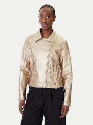 Rinascimento Kurtka z imitacji skóry CFC0124665003 Złoty Regular Fit. Żółte kurtki damskie RINASCIMENTO, l, bez wzorów, ze skóry, bez kaptura. Za 469.99 zł.