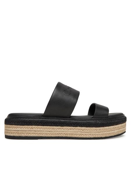Calvin Klein Espadryle Flatform Wedge Slide - He HW0HW02374 Czarny. Czarne espadryle damskie CALVIN KLEIN, bez wzorów, ze skóry, bez obcasa. Za 339.99 zł.