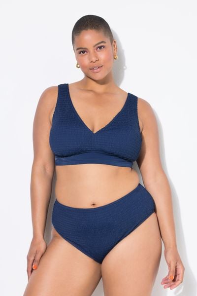 Damskie Figi od bikini figi wysoki stan drobna faktura. Niebieskie bikini damskie Ulla Popken, bez wzorów, plus size. Za 91.99 zł.
