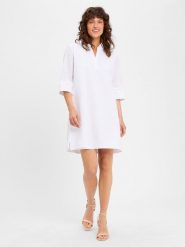 Comma casual identity Sukienka damska Kobiety Bawełna biały jednolity, 44. Białe sukienki damskie comma casual identity, na co dzień, bez wzorów, z bawełny, casualowe, bez kołnierzyka, bez ramiączek, proste. Za 599.95 zł.