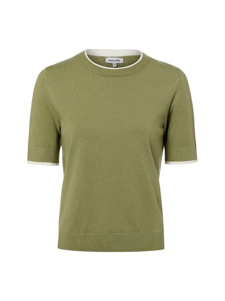 More & More Damska koszulka z dzianiny Kobiety drobna dzianina zielony jednolity, 38. Zielone t-shirty damskie MORE & MORE, bez wzorów, z dzianiny, bez kołnierzyka. Za 279.95 zł.