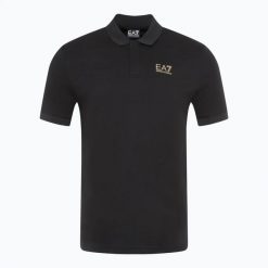Koszulka męska EA7 Emporio Armani Train 7 Lines Polo black 0200. Czarne koszulki polo męskie EA7 Emporio Armani, m, bez wzorów, z bawełny, bez ramiączek. Za 369.99 zł.