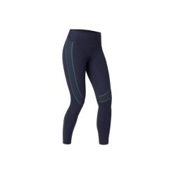 Legginsy Slim Gym & Pilates 560 damskie granatowe. Niebieskie legginsy damskie DOMYOS, l, bez wzorów, z bawełny, z podwyższonym stanem, na jogę i pilates. Za 89.99 zł.