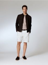 Krótka kurtka z lnem - ciemnobrązowy. Brązowe kurtki męskie Reserved, l, bez wzorów, z bawełny, bez kaptura. Za 299.99 zł.