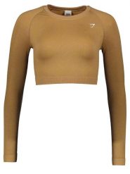 Gymshark Koszulka funkcyjna "Adapt Fleck" w kolorze jasnobrązowym rozmiar: XL. Brązowe bluzki sportowe damskie Gymshark, xl, bez wzorów, z materiału, bez ramiączek. Za 61.46 zł.