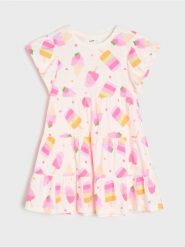 Bawełniana sukienka dresowa - kremowy. Białe sukienki dziewczęce Sinsay, bez wzorów, z bawełny, bez ramiączek. Za 19.99 zł.