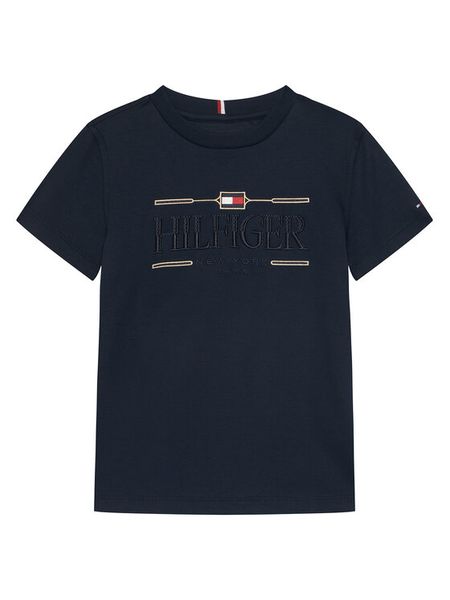 Tommy Hilfiger T-Shirt Icons KB0KB10360 Granatowy Regular Fit. Niebieskie t-shirty chłopięce Tommy Hilfiger, bez wzorów, z bawełny, bez ramiączek. Za 209.99 zł.