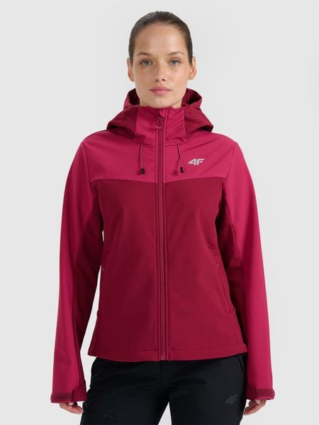 4F Kurtka softshell wiatroodporna membrana 8000 damska - czerwona M. Czerwone kurtki damskie 4f, m, bez wzorów, z softshellu, bez kaptura. Za 299.99 zł.