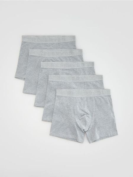 5 pack bokserek Long - jasnoszary. Szare bokserki męskie Reserved, bez wzorów. Za 109.99 zł.
