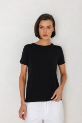 T-SHIRT ROMA MODAL CZARNY M - Flawless. Czarne t-shirty damskie Flawless, m, bez wzorów, z jeansu, bez kołnierzyka. Za 200.00 zł.