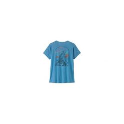 Koszulka turystyczna damska Capilene Cool Daily Shirt Cloud Crag Women. Niebieskie bluzki damskie Patagonia, bez wzorów, sportowe, bez kołnierzyka, bez ramiączek. Za 239.99 zł.