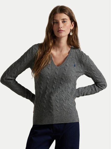 Polo Ralph Lauren Sweter 211971866500 Szary Slim Fit. Szare swetry klasyczne damskie Polo Ralph Lauren, m, z wełny, bez kołnierzyka. Za 929.99 zł.