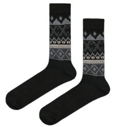 Ciepłe Wełniane Skarpetki Zimowe - Czarne w Popielaty Wzór. Czarne skarpetki męskie His Story, bez wzorów, z elastanu. Za 39.99 zł.