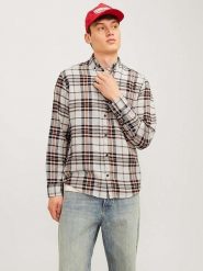 Jack & Jones Koszula "Classic Autumn" w kolorze kremowo-brązowym rozmiar: M. Brązowe koszule męskie Jack & Jones, m, bez wzorów, z bawełny, bez kołnierzyka, bez ramiączek. Za 66.00 zł.