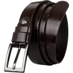 Pasek męski brązowy Rovicky PLW-R-14 BROWN. Brązowe paski męskie ROVICKY, z aplikacjami, ze skóry. Za 43.00 zł.