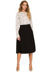 Klasyczna Trapezowa Spódnica Midi - Czarna. Czarne spódniczki damskie MOE, l, bez wzorów, z elastanu, klasyczne, midi, trapezowe. Za 187.90 zł.