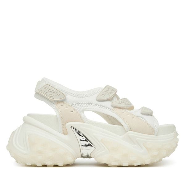 Sandały Buffalo. Białe sandały damskie Buffalo, bez wzorów, bez obcasa, na płaskiej podeszwie. Za 429.99 zł.