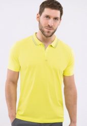 Koszulka polo O-RENE. Żółte koszulki polo męskie Volcano, m, bez wzorów, z bawełny, bez ramiączek. Za 99.99 zł.