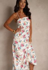 Różowa Rozkloszowana Sukienka z Wiskozą w Kwiatowy Wzór Nalivie. Czerwone sukienki damskie Renee, na imprezę, na lato, l, bez wzorów, z wiskozy, eleganckie, bez kołnierzyka, bez ramiączek, maxi, rozkloszowane. Za 79.99 zł.