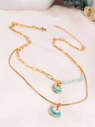 Charlize Pozłacany naszyjnik z akwamarynem - dł. 60 cm rozmiar: onesize. Niebieskie naszyjniki damskie Charlize, pozłacane. Za 87.40 zł.