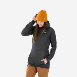 Bluza snowboardowa z kapturem damska Dreamscape 100 1/2 zip. Szare bluzy z kapturem damskie DREAMSCAPE, na zimę, xs, z bawełny. W wyprzedaży za 69.99 zł.