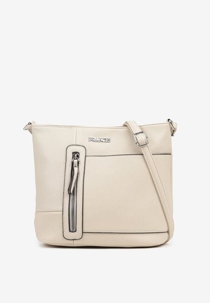 Beżowa Torebka na Ramię z Ozdobnym Suwakiem Dolurea. Brązowe torebki klasyczne damskie Born2be, bez wzorów, bez dodatków. Za 49.99 zł.