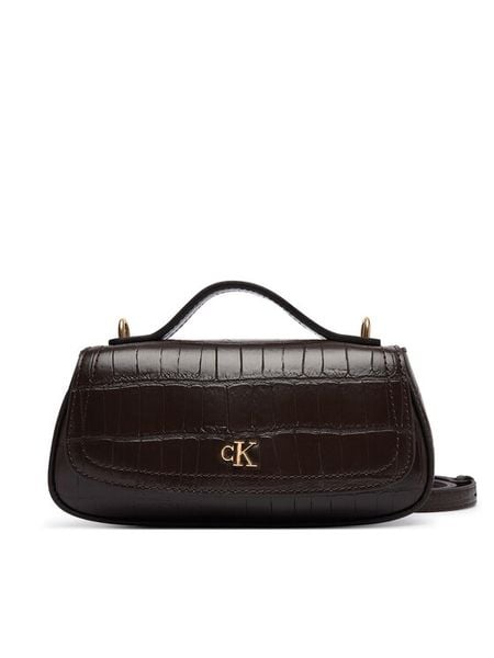 Calvin Klein Torebka Ck Croc Top Handle Bag LV04F3903G Brązowy ciemny. Brązowe torebki klasyczne damskie CALVIN KLEIN, bez wzorów, ze skóry, bez dodatków. Za 449.99 zł.