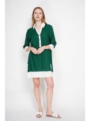 Le Jardin du Lin Lniana sukienka w kolorze zielono-białym rozmiar: 40. Białe sukienki damskie Le jardin du lin, na co dzień, bez wzorów, ze lnu, bez kołnierzyka, bez ramiączek, mini, proste. Za 108.99 zł.