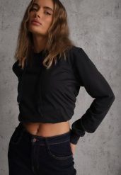 Granatowa Kangurka Bluza z Kapturem i Ściągaczem Saveria. Niebieskie bluzy sportowe damskie Renee, l, z jeansu. Za 34.99 zł.