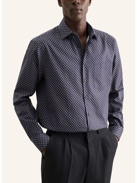 Seidensticker Koszula w kolorze granatowo-białym rozmiar: 44. Niebieskie koszule męskie Seidensticker, bez wzorów, z bawełny, bez kołnierzyka, bez ramiączek. Za 120.95 zł.