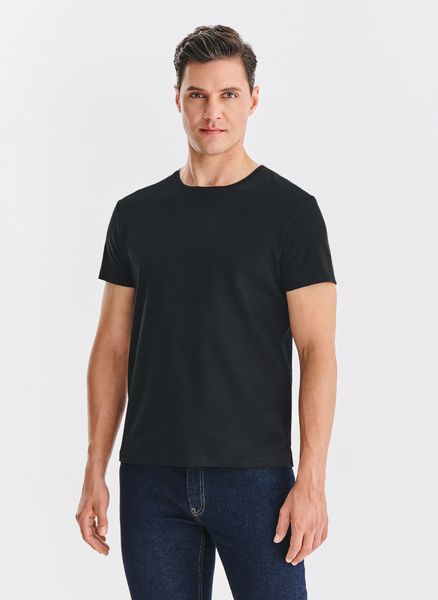 PAKO LORENTE – Czarny t-shirt męski. Czarne t-shirty męskie Pako Lorente, m, bez wzorów, z bawełny, bez kołnierzyka. Za 119.99 zł.