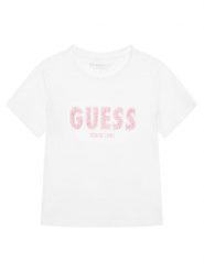 Guess T-Shirt J6RI24 K6YW4 Biały Regular Fit. Białe koszulki dziewczęce Guess, z aplikacjami, z bawełny, bez ramiączek. Za 119.99 zł.