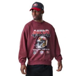 Bluza San Francisco 49ers NFL Washed. Czerwone bluzy bez kaptura męskie New Era, l, z materiału. Za 362.95 zł.