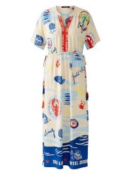 Miss Lagotte Sukienka w kolorze kremowo-niebieskim rozmiar: 38. Brązowe sukienki damskie Miss Lagotte, bez wzorów, bez kołnierzyka, bez ramiączek, maxi. Za 173.99 zł.