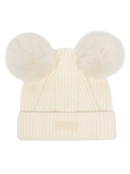 Guess Czapka J6BZ42 Z1507 Kremowy. Białe czapki dziecięce Guess, z aplikacjami, z wiskozy. Za 134.99 zł.