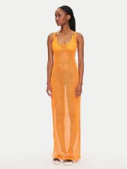 Guess Sukienka plażowa E5GK01 KCR20 Pomarańczowy Bodycon Fit. Brązowe sukienki damskie Guess, na plażę, xs, z aplikacjami, z syntetyku, bez kołnierzyka, bez ramiączek, bodycon. Za 369.99 zł.