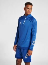 Półzapinana bluza dresowa Hummel Lead. Niebieskie bluzy bez kaptura męskie HUMMEL, na jesień, bez wzorów, z dresówki, bez kołnierzyka, bez ramiączek. Za 212.45 zł.